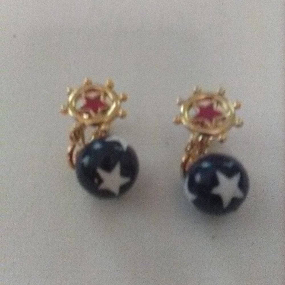 Vtg Avon Star Spangled Clip-On Earrings